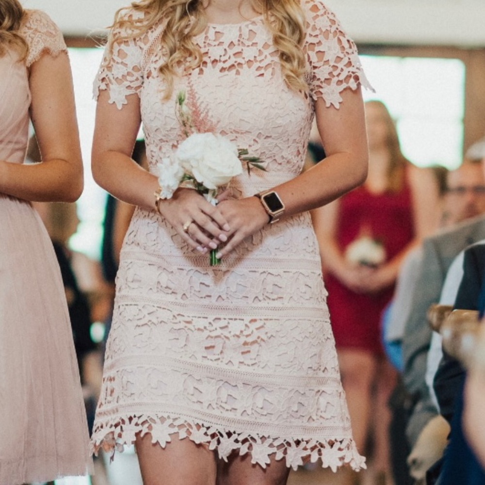 Eliza J Floral Lace Overlay Nordstrom Dress light pink